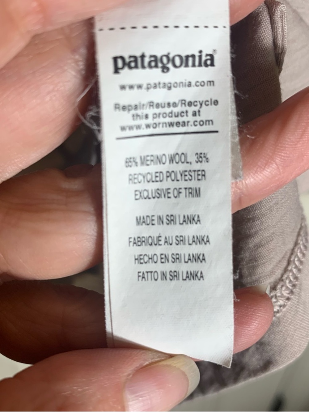 Patagonia Women’s Long-Sleeve Crewneck Capilene Light Wool Shirt - Light Taupe - Picture 5 of 7